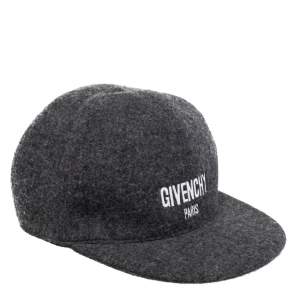 Givenchy Charcoal Grey Logo Embroidered Wool Baseball Cap 