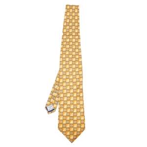 ربطة عنق جيفنشي حرير جاكار صفراء مزينة جي جي