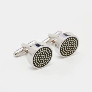 Givenchy Vintage Black Resin Dots Round Cufflinks