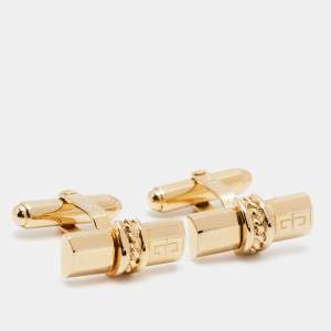Givenchy Vintage Gold Tone Logo Bar Cufflinks