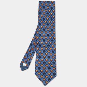 Givenchy Blue Floral Print Silk Tie