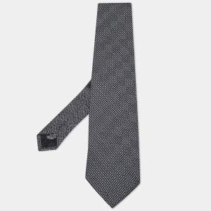 Givenchy Black Check Logo Pattern Silk Traditional Tie