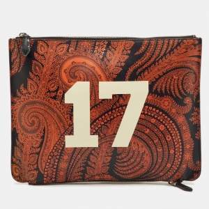 Pre Owned Givenchy Paisley Print 17 Leather Flat Zip Pouch