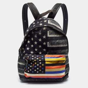 Pre Owned Givenchy Black Multicolor American Flag Print Nylon Backpack