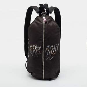 Pre Owned Givenchy x BSTROY G-Zip Black Nylon Printed Backpack 