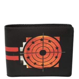 Givenchy Black Leather Dart Print Bomber Bifold Wallet