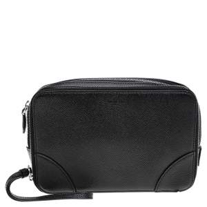 Givenchy Black Leather Double Zip Pouch