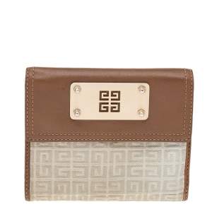Givenchy Grey/Brown Canvas and Leather Trifold Wallet
