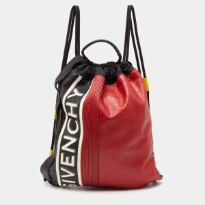 Givenchy Tri Color Leather and Nylon Motocross Sport Drawstring Backpack