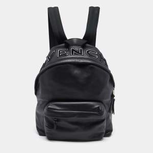 Givenchy Black Leather and Nylon Embroidered Logo Backpack