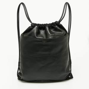 Givenchy Black Leather Drawstring Backpack