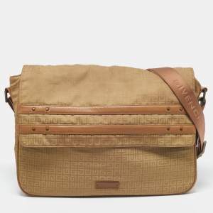 Givenchy Beige/Tan Monogram Nylon and Leather Messenger Bag