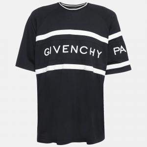Givenchy Black Embroidered Logo Cotton Jersey T-shirt XL