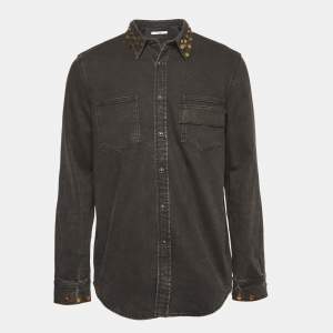 Givenchy Black Washed & Studded Denim Shirt XL