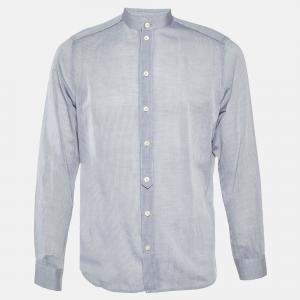 Givenchy Grey Striped Cotton Long Sleeve Shirt M