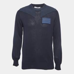 Givenchy Navy Blue Navy Blue Applique Detail Sweatshirt L