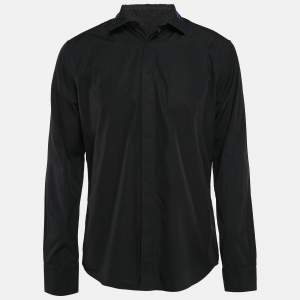 Givenchy Black Cotton Contrast Trim Collar Cotton Shirt XL