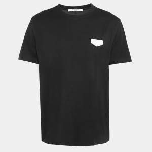 Givenchy Black Cotton Leather Patch Detail T-Shirt XL