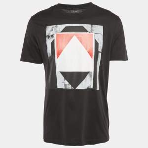 Givenchy Black Printed Cotton Crew Neck T-Shirt L