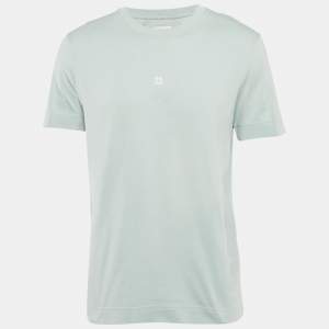 Givenchy Blue Logo Embroidered Cotton Crew Neck T-Shirt M