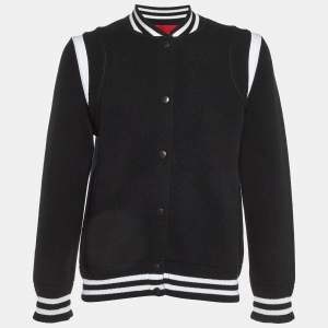 Givenchy Black Wool Blend Button Front Bomber Jacket L