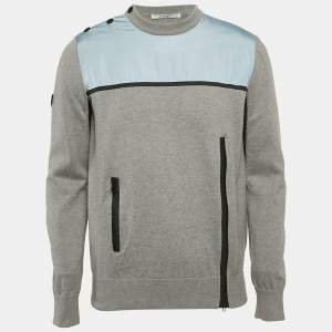 Givenchy Grey Cotton Colorblock Crew Neck Sweatshirt S