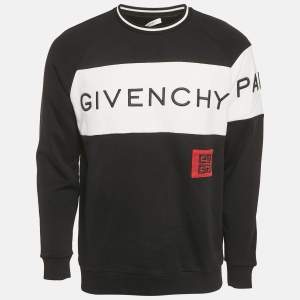 Givenchy Black/White Embroidered Cotton Sweatshirt XS