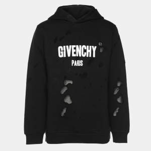 Givenchy Black Cotton Knit Ripped Hoodie M