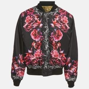 Givenchy Black Thorn & Rose Print Nylon Reversible Bomber Jacket L