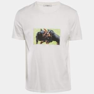 Givenchy White Rottweiler Patch Cotton T-Shirt L