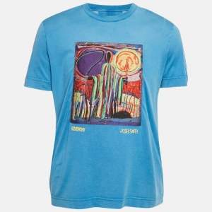 Pre Owned Givenchy x Josh Smith Blue Applique Jersey Slim Fit T-Shirt M