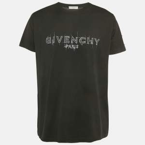 Pre Owned Givenchy Black Logo Print Jersey Loose Fit T-Shirt S