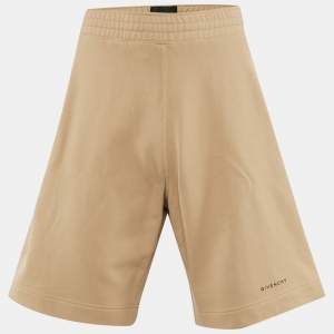 مملوكة مسبقًا Givenchy Beige Logo Print Cotton Shorts M
