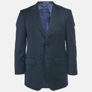 مملوكة مسبقًا Givenchy Vintage Navy Blue Pinstripe Regular Fit Blazer M