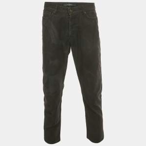 مملوكة مسبقًا بنطلون جينز مطبوع جيفنشي أسود دنيم بحزام خصر مقاس كبير جداً 38 بوصة