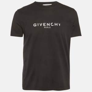 Pre Owned Givenchy Black broken Logo Print Cotton T-Shirt M