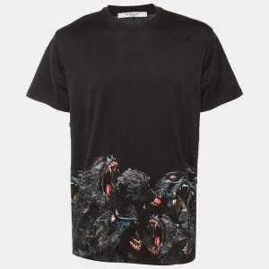مملوكة مسبقًا Givenchy Black Monkey printed Cotton Knit T-Shirt L