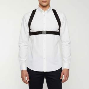 Pre Owned Givenchy White Cotton Black Harness Detail Shirt M