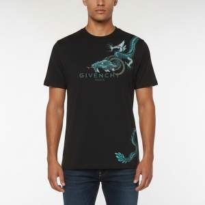 Pre Owned Givenchy Black Logo Dragon Graphic Jersey T-Shirt M