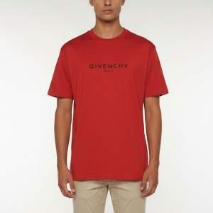 Pre Owned Givenchy Red Printed Jersey Crewneck T-Shirt L 