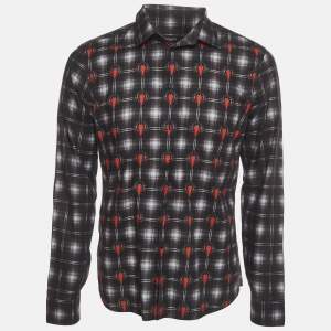 Pre Owned Givenchy Black Check Print Cotton Long Sleeve Shirt L
