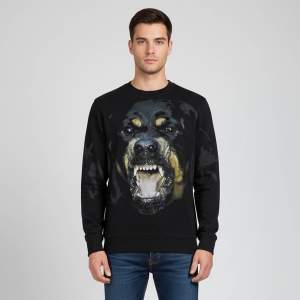 Pre Owned Givenchy Black Rottweiler Print Cotton Long Sleeve Sweatshirt XS