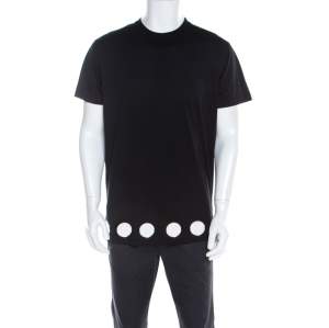 Givenchy Black Cotton Jersey Knit Circular Mirror Embellished Columbian Fit T-Shirt XXS