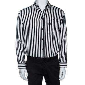 Givenchy Monochrome Striped Print Silk Blend Button Front Shirt M