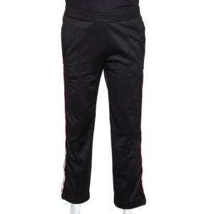 Pre Owned Givenchy Black Jersey Logo Tape Detail Track Pants L