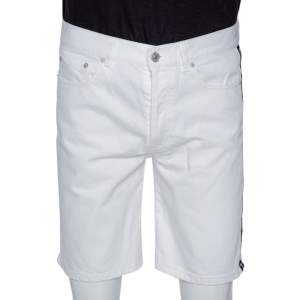 Givenchy White Denim Contrast Logo Tape Detail Shorts M