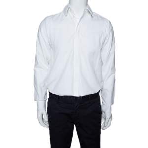 Pre Owned قميص جيفنشي أكمام طويلة رقعة قطن أبيض S
