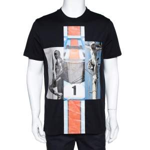 Givenchy Black Mix Print Cotton Crew Neck T-Shirt M