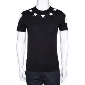 Givenchy Black Cotton Star Applique T Shirt XS 