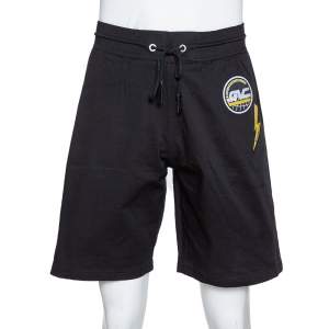 Givenchy Black Cotton Logo Embroidered Drawstring Waist Shorts M